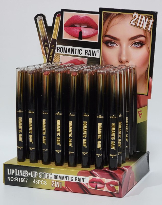 BRILLO LABIAL EN LAPIZ 2 EN 1 PERFILADOR DE LABIOS Y BARRA LABIAL IMPERMEABLE VARIOS TONOS DISPONIBLES ROMANTIC RAIN
