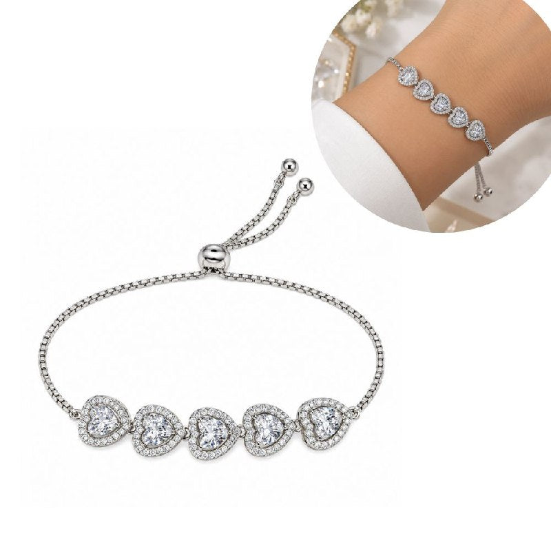 PULSERA DE ENCHAPE PARA DAMA CON DISEÑO DE CORAZONES 16CM