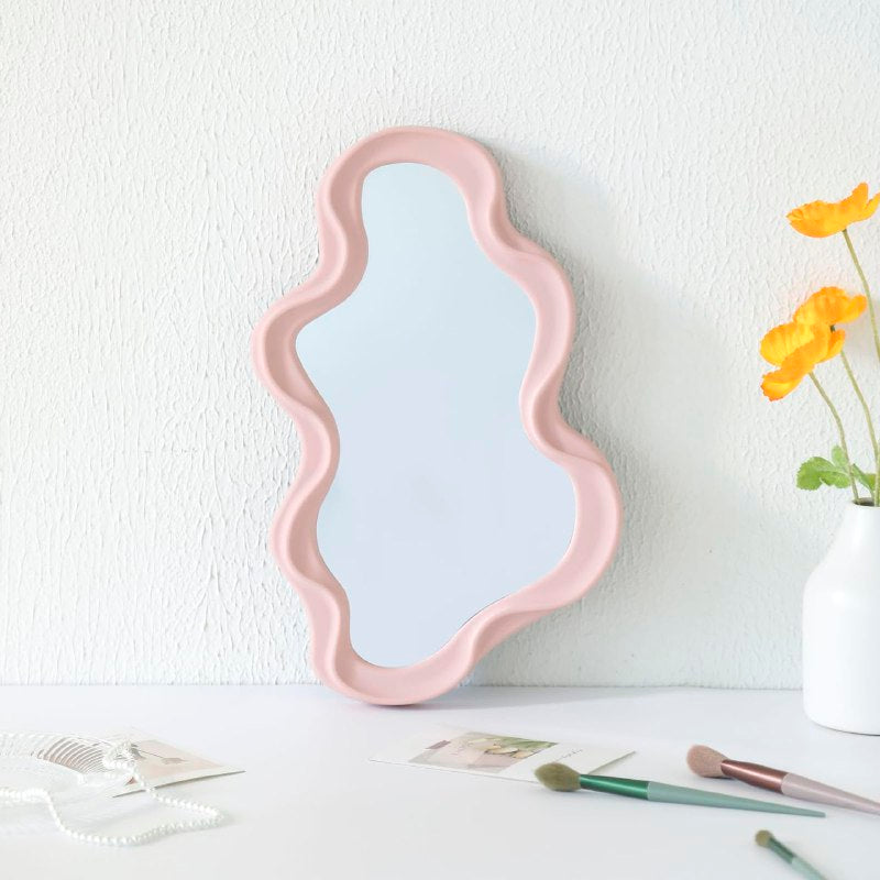 ESPEJO DECORATIVO ONDULADO, MONTADO EN LA PARED O MESA, DECORACION DE MARCO 2 COLORES 25X40CM