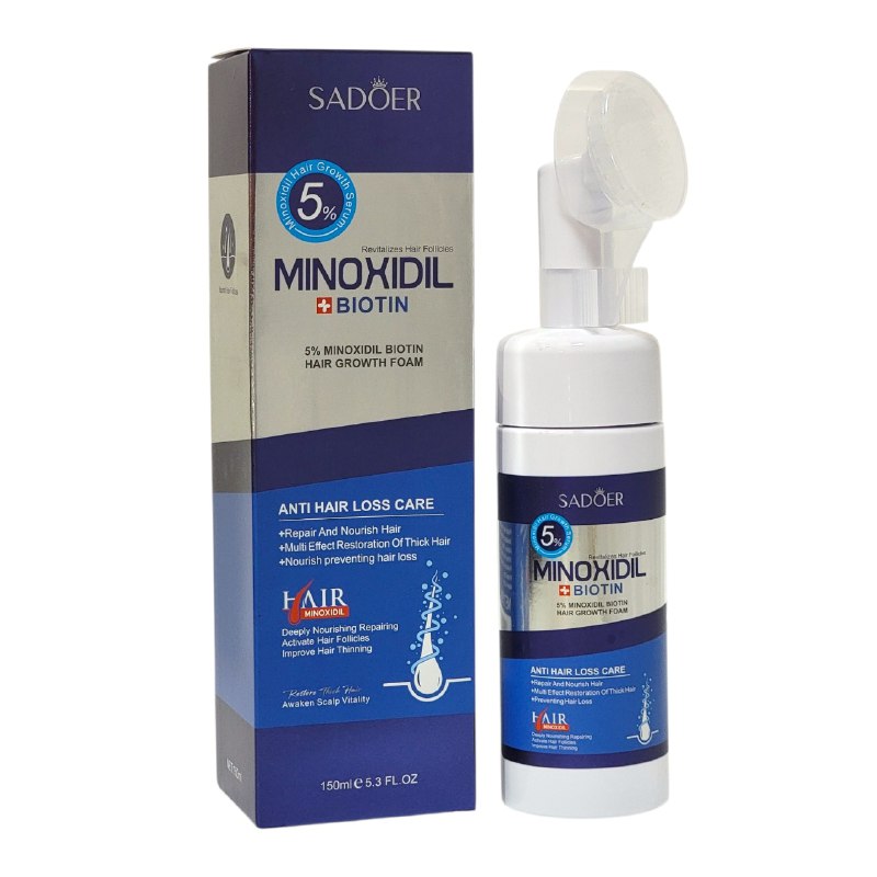 TRATAMIENTO PARA EL CABELLO EN ESPUMA ANTICAIDA Y REVITALIZANTE CON MINOXIDIL Y BIOTINA SADOER 120ML
