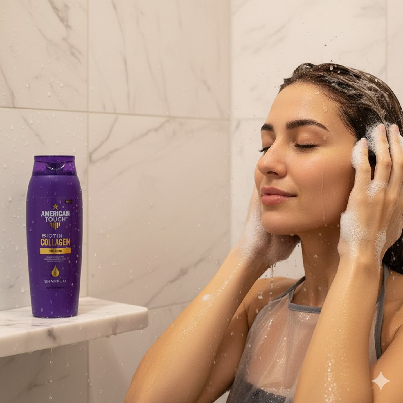 SHAMPOO CON BIOTINA Y COLAGENO SUAVIZANTE AMERICAN TOUCH 400ML