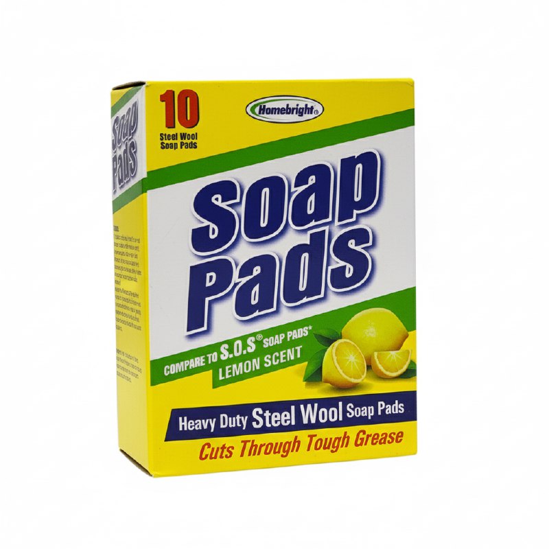 ESPONJAS DE LANA DE ACERO CON JABON INTEGRADO CON AROMA A LIMON 10UND HOMEBRIGHT