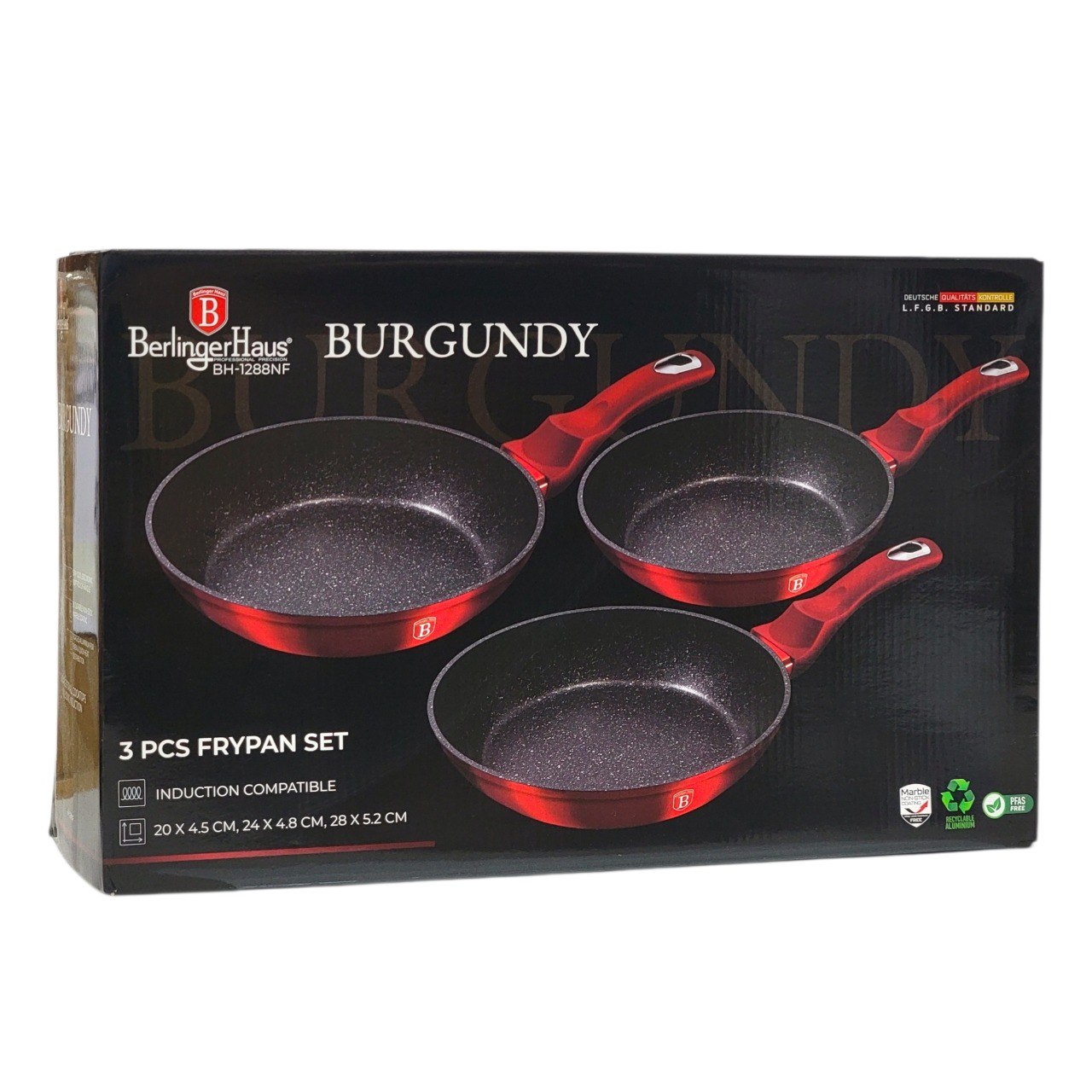 SET DE SARTENES ANTIADHERENTES DISEÑO ELEGANTE 3PCS BERLINGER HAUS