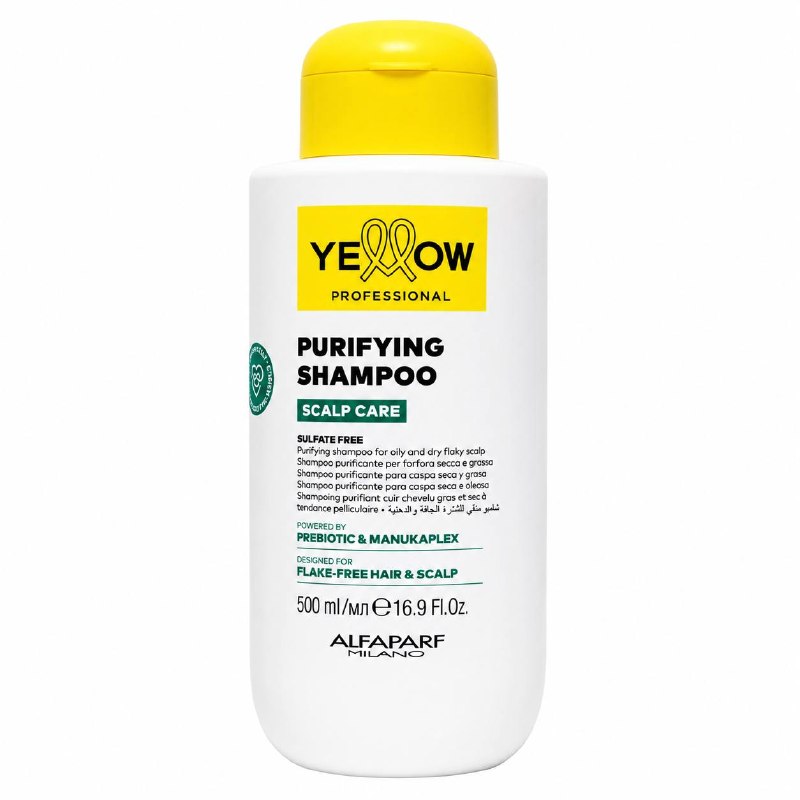 SHAMPOO PURIFICANTE SCALP CARE SIN SULFATOS, ANTICASPA Y CONTROL DE GRASA YELLOW PROFESSIONAL 500ML 1 UND