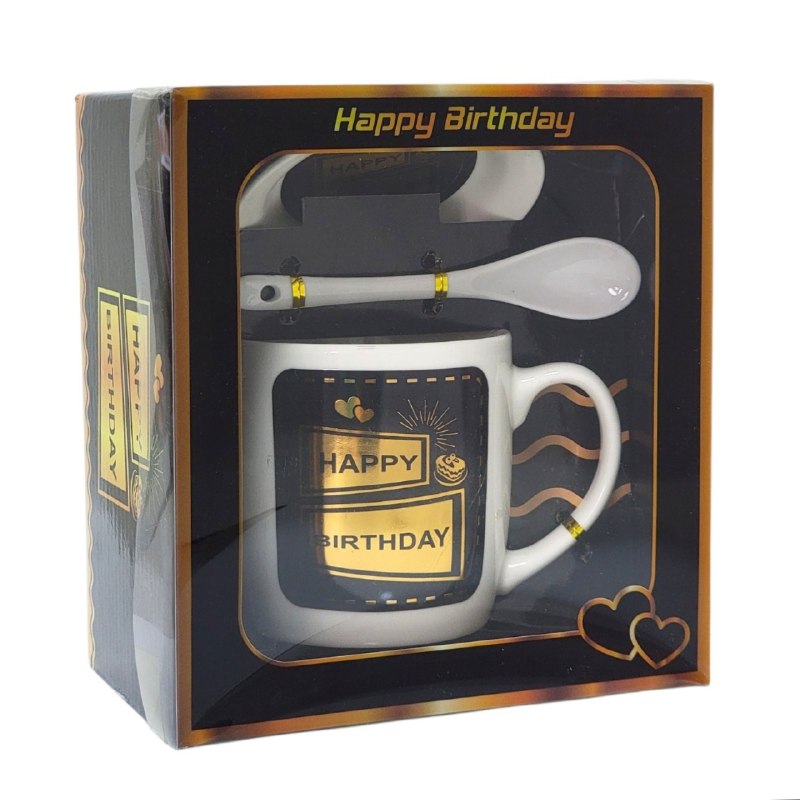 JUEGO DE TAZAS DE CERAMICA PARA REGALO CON PLATO Y CUCHARA ELEGANTES Y RESISTENTES