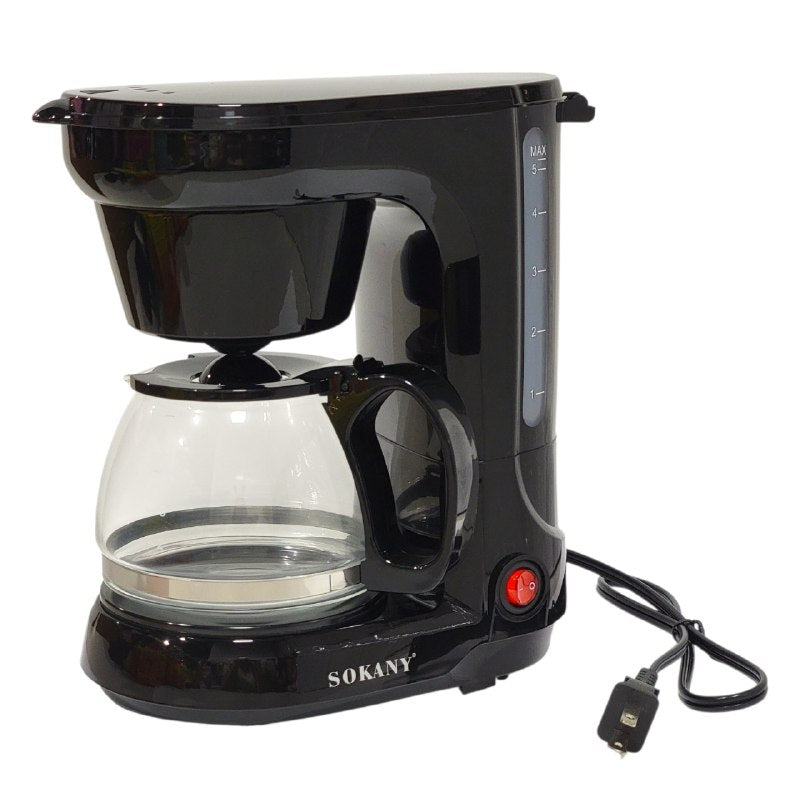 MAQUINA CAFETERA DE 5 TAZAS CON CAPACIDAD DE 750ML, FUNCION ANTIGOTEO, FILTRO PERMANENTE CON ASA, NIVEL DE AGUA SOKANY CM-102