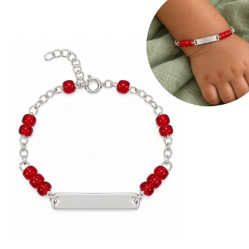 PULSERA DE PLATA 9.25 PARA NIÑOS CON PIEDRAS ROJAS 15CM Y 2.3G