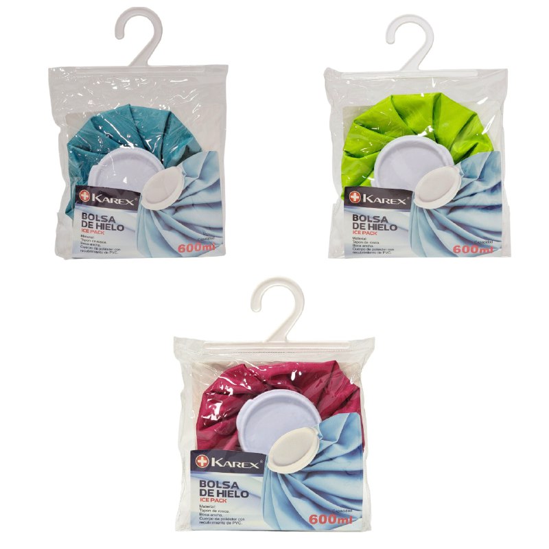 BOLSA DE HIELO CON TAPON PARA DOLOR DE CUERPO REUTILIZABLE +KAREX 600ML