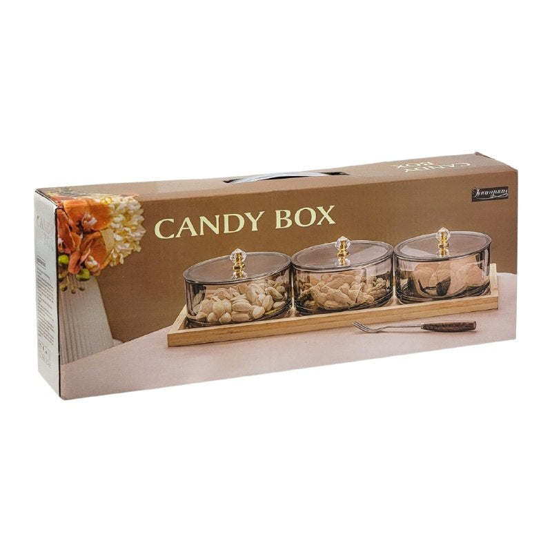 DULCERA RECIPIENTE DE LUJO DE VIDRIO ELEGANTE 3UND CANDY BOX 14X40CM
