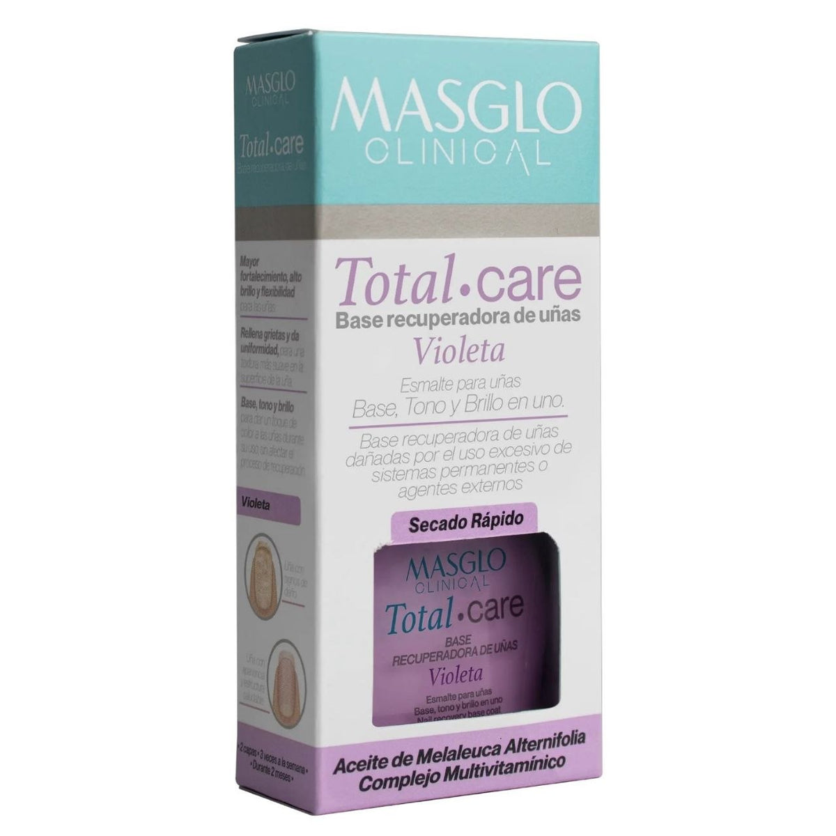 ESMALTE PARA UÑAS BASE RECUPERADORA COMPLEJO MULTIVITAMÍNICO ENRIQUECIDA CON MICROESFERAS MASGLO CLINICAL 13.5ML