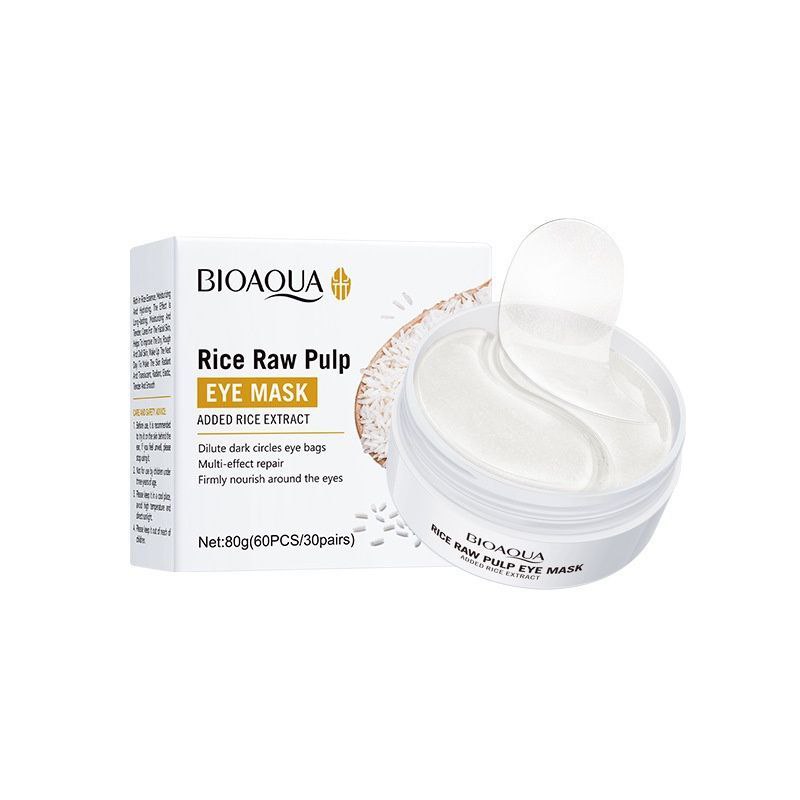MASCARILLA FACIAL PARA LOS OJOS DE EXTRACTO DE ARROZ HIDRATANTE BIOAQUA 30 PARES, 80G