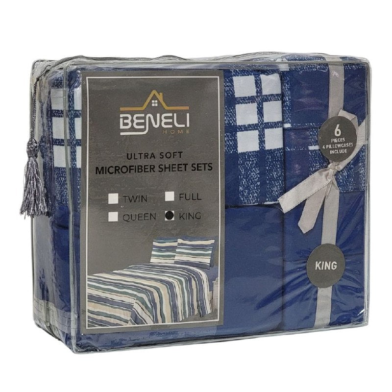 JUEGO DE SABANAS CAMERA DE 6 PIEZAS KING BENELI HOME, 13 ESTILOS
