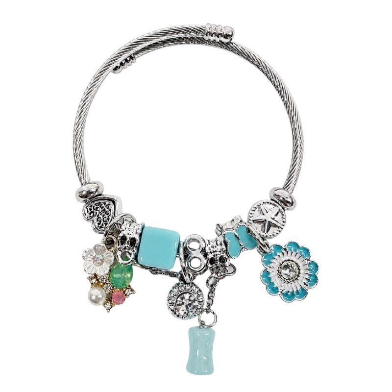 PULSERA DE ENCHAPE PARA DAMA CON DISEÑO DE FLORES 6CM