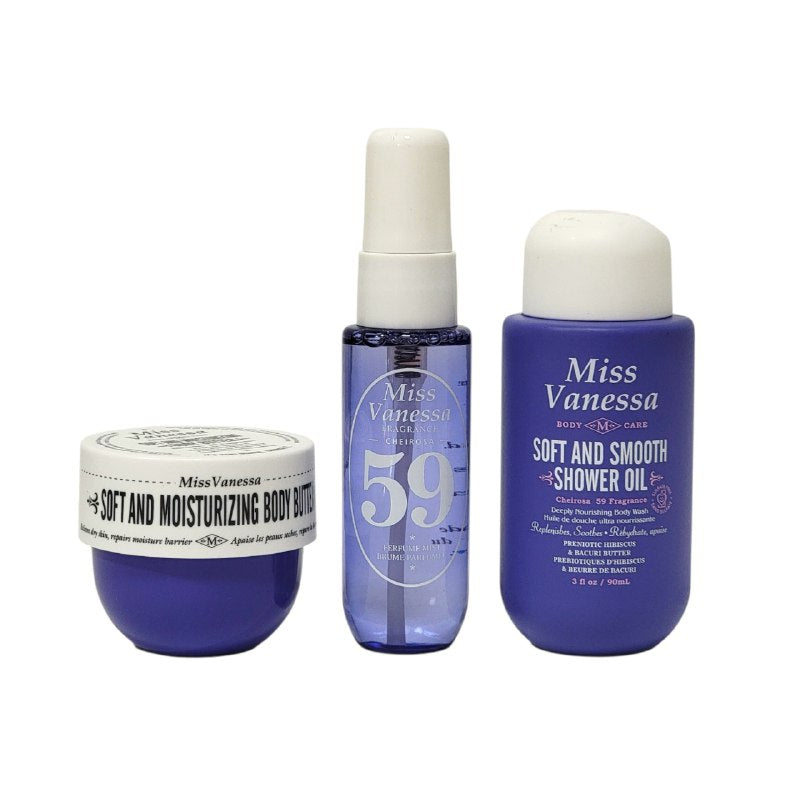 SET DE CUIDADO CORPORAL GEL DE DUCHA CREMA CORPORAL Y SPLASH CHEIROSA 59 MISS VANESSA