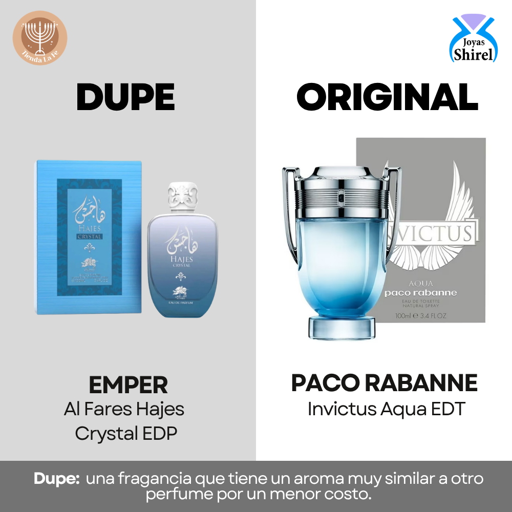 EMPER AL FARES HAJES CRYSTAL EDP 100ML (H) (DUPE PACO RABANNE INVICTUS AQUA EDT)