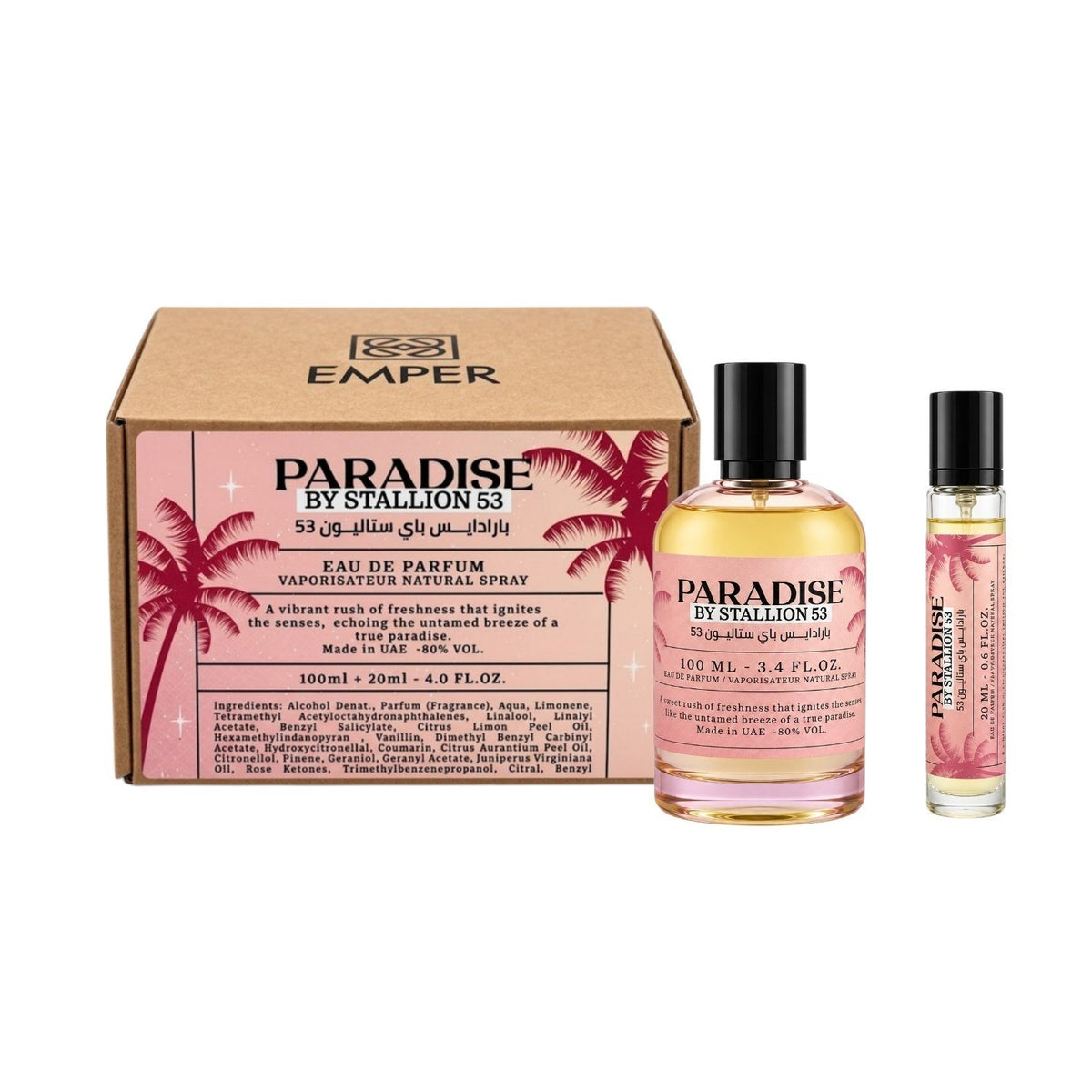 SET EMPER PARADISE BY STALLION 53 EDP 100ML EDP 20ML (M) (DUPE PRADA PARADOXE EDP)