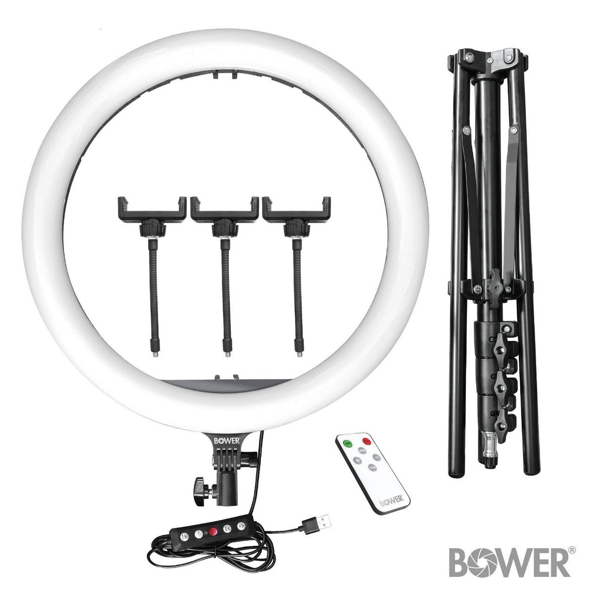 SET DE ARO DE LUZ BLANCO/RGP 40CM DE DIAMETRO BOWER