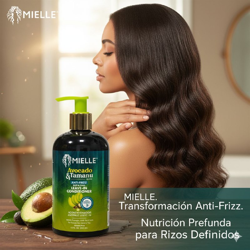 ACONDICIONADOR PARA EL CABELLO DE AGUACATE Y ACEITE DE NUEZ HIDRATANTE ANTI FRIZZ MIELLE 335ML
