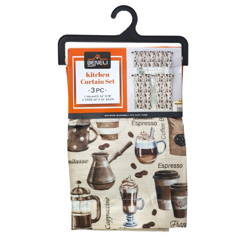 CORTINAS PARA HOGAR COCINA, ELEGANTES EN SET DE 3 PIEZAS BENELI HOME PARA HOGAR COCINA, ELEGANTES EN SET DE 3 PIEZAS BENELI HOME