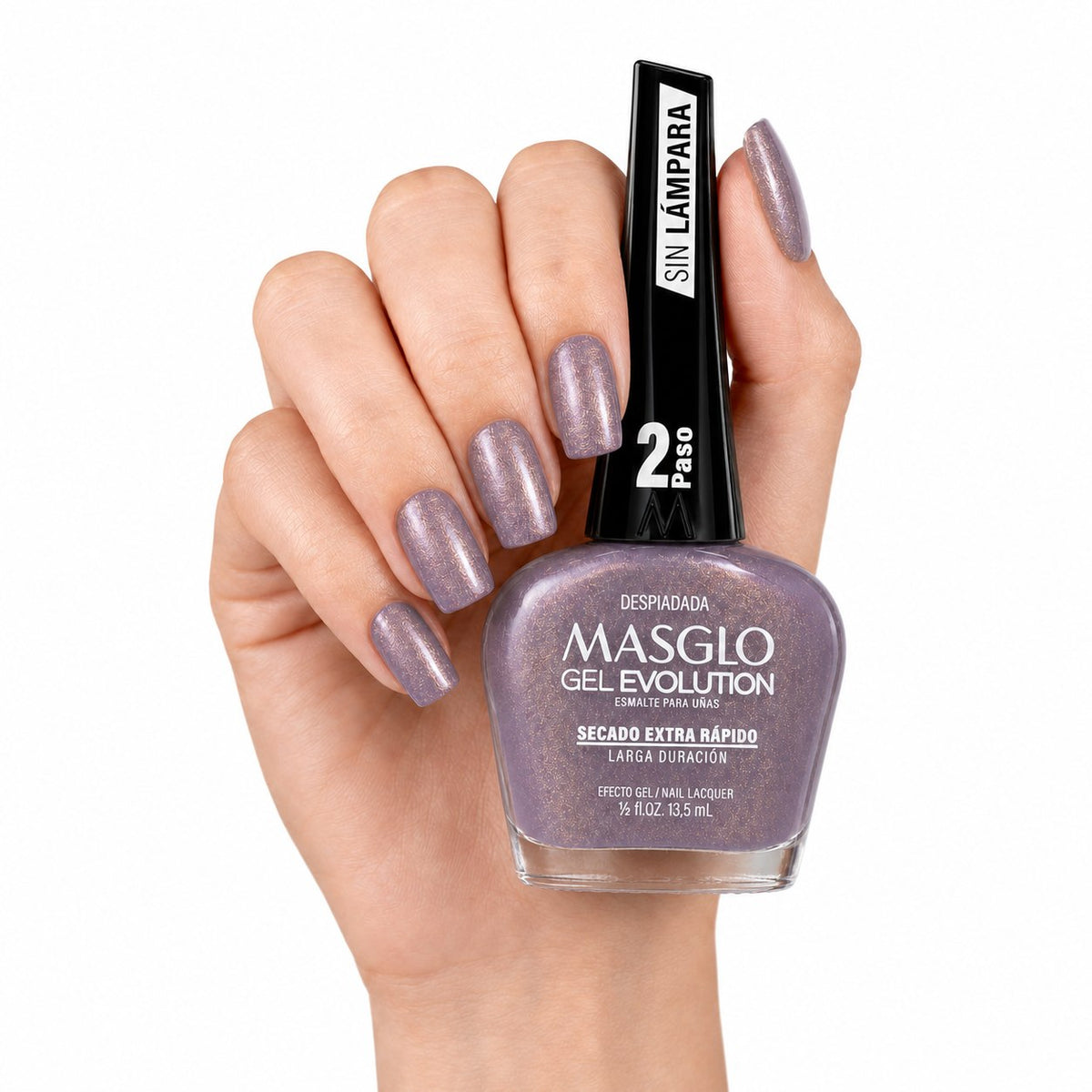 ESMALTE DE UÑAS CON EFECTO GEL DE SECADO EXTRA RÁPIDO MASGLO GEL EVOLUTION PASO 2 "ESTILO DESPIADADA" 13.5 ML