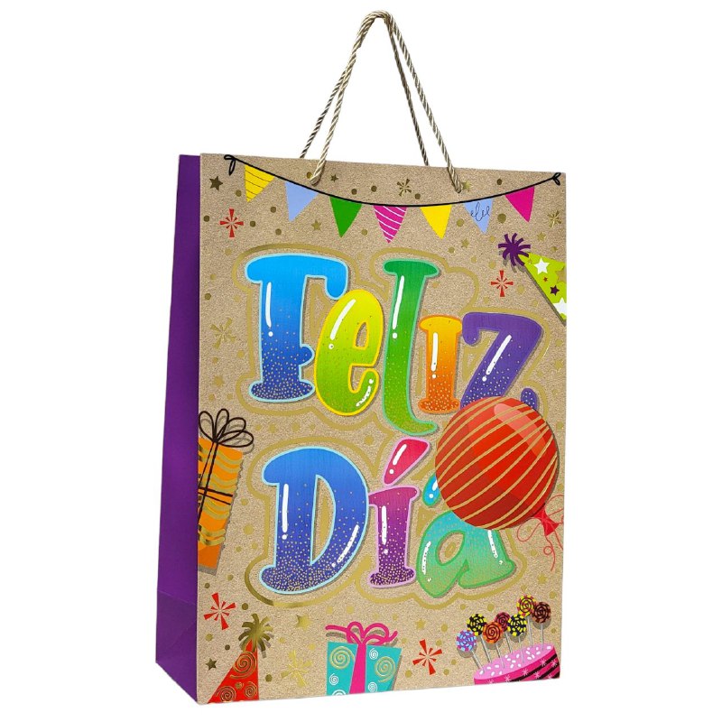 BOLSA DE REGALO DE FELIZ DIA GRANDE 30X12X41.5CM