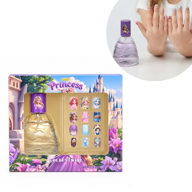 SET CIRELINE PRINCESS GOLDENTWIRL EDT 50ML, Y SET DE 12 UÑAS POSTIZAS