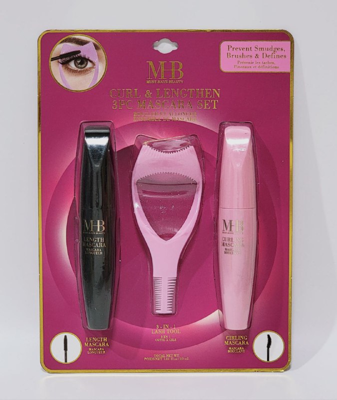 SET DE RIMEL PARA RIZAR Y ALARGAR PESTAÑAS 3PCS MHB 30ML