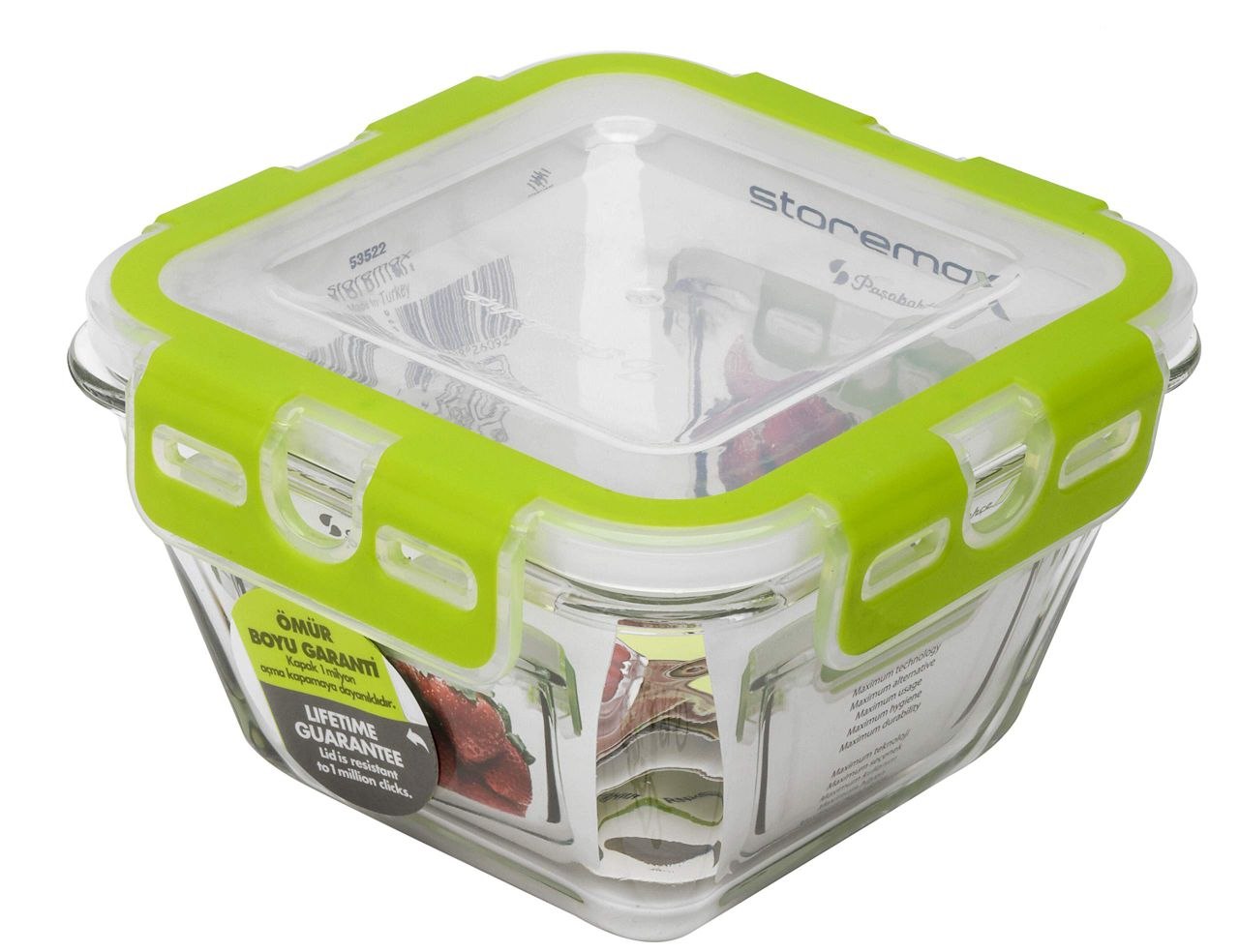 RECIPIENTE PANA PARA ALIMENTOS HERMETICO DE VIDRIO STOREMAX 20X20X8CM