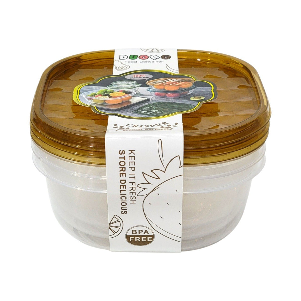 SET DE RECIPIENTES PANAS PARA ALIMENTOS DE PLASTICO 3PCS DUOAO 17X17X8CM
