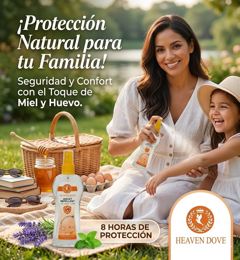 SPRAY REPELENTE DE INSECTOS DE ESENCIA DE MIEL Y HUEVO ALIVIA LA PICAZON HEAVEN DOVE 120ML