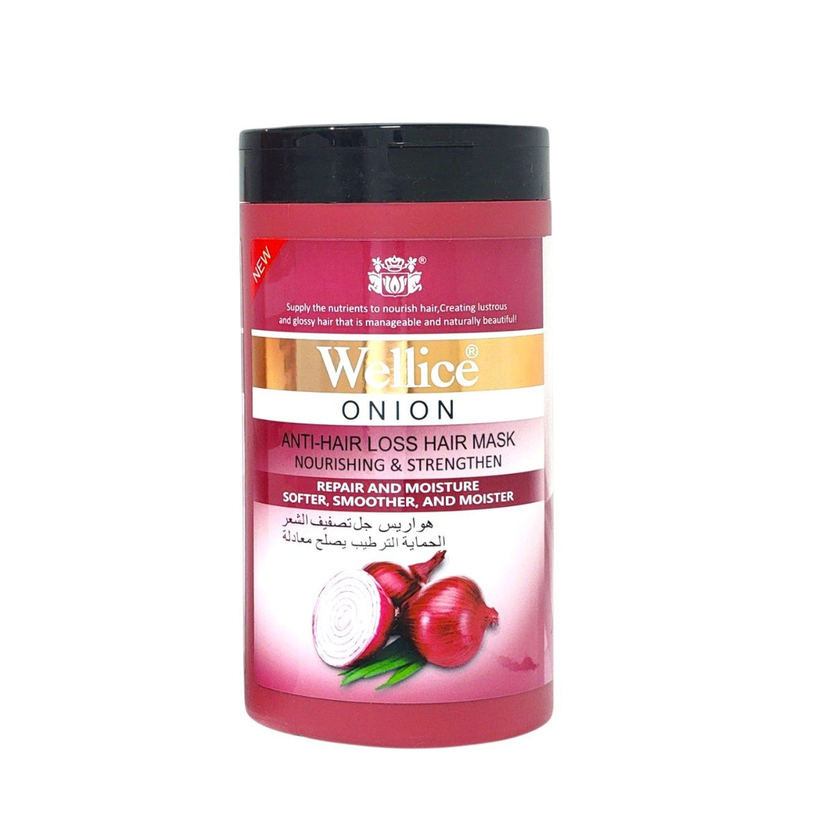 MASCARILLA PARA EL CABELLO ANTICAIDA INTENSIVA CON EXTRACTO DE CEBOLLA QUERATINA Y COLAGENO WELLICE 1000ML