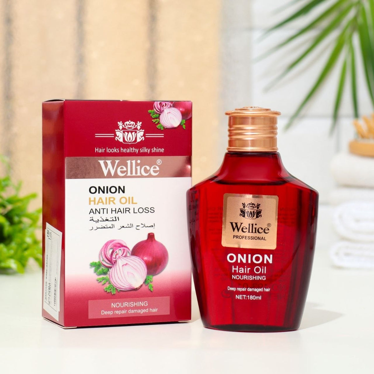 ACEITE PARA EL CABELLO ANTICAIDA CON EXTRACTO DE CEBOLLA WELLICE 180ML