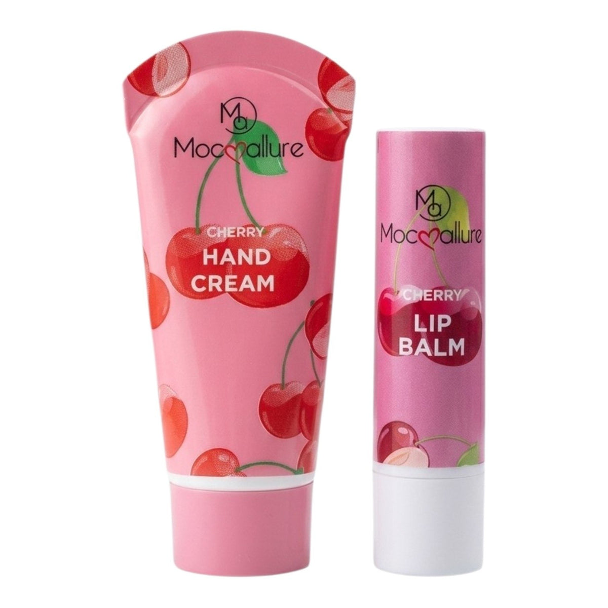 SET DE CREMA PARA MANOS Y BALSAMO LABIAL CON AROMA A CEREZA MOCALLURE