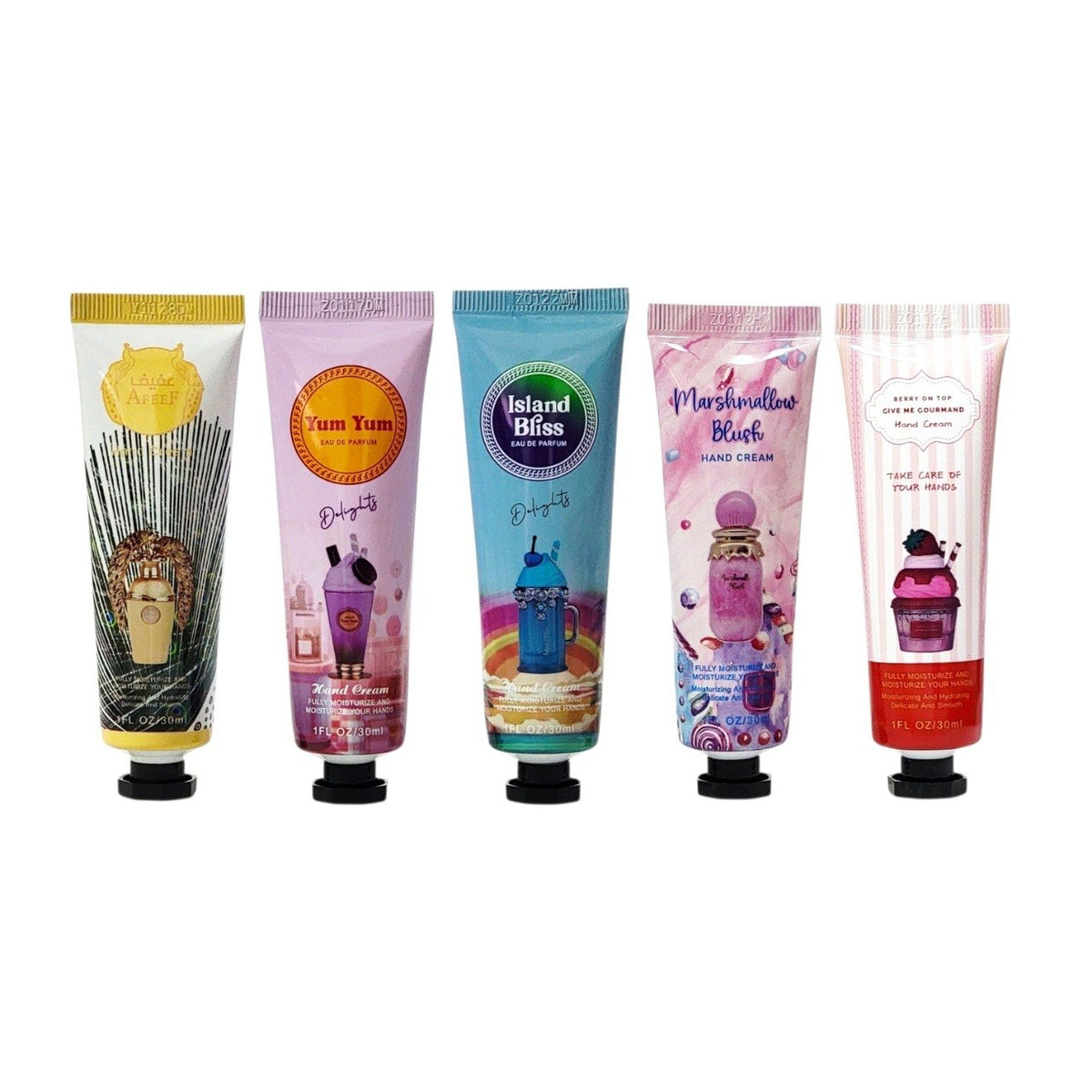 SET DE CREMAS PARA MANOS CON AROMAS DE PERFUMERIA ARABE 5PCS