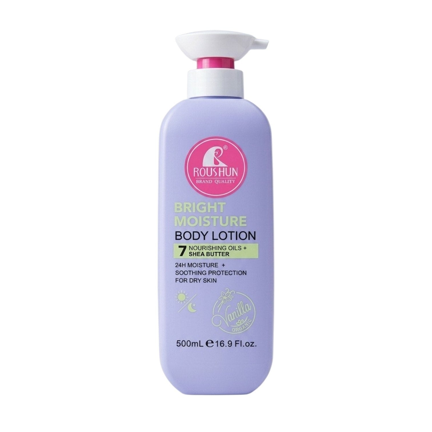 CREMA CORPORAL NUTRITIVA Y HUMECTANTE CON MANTECA DE KARITE Y AROMA A VAINILLA ROUSHUN 500ML