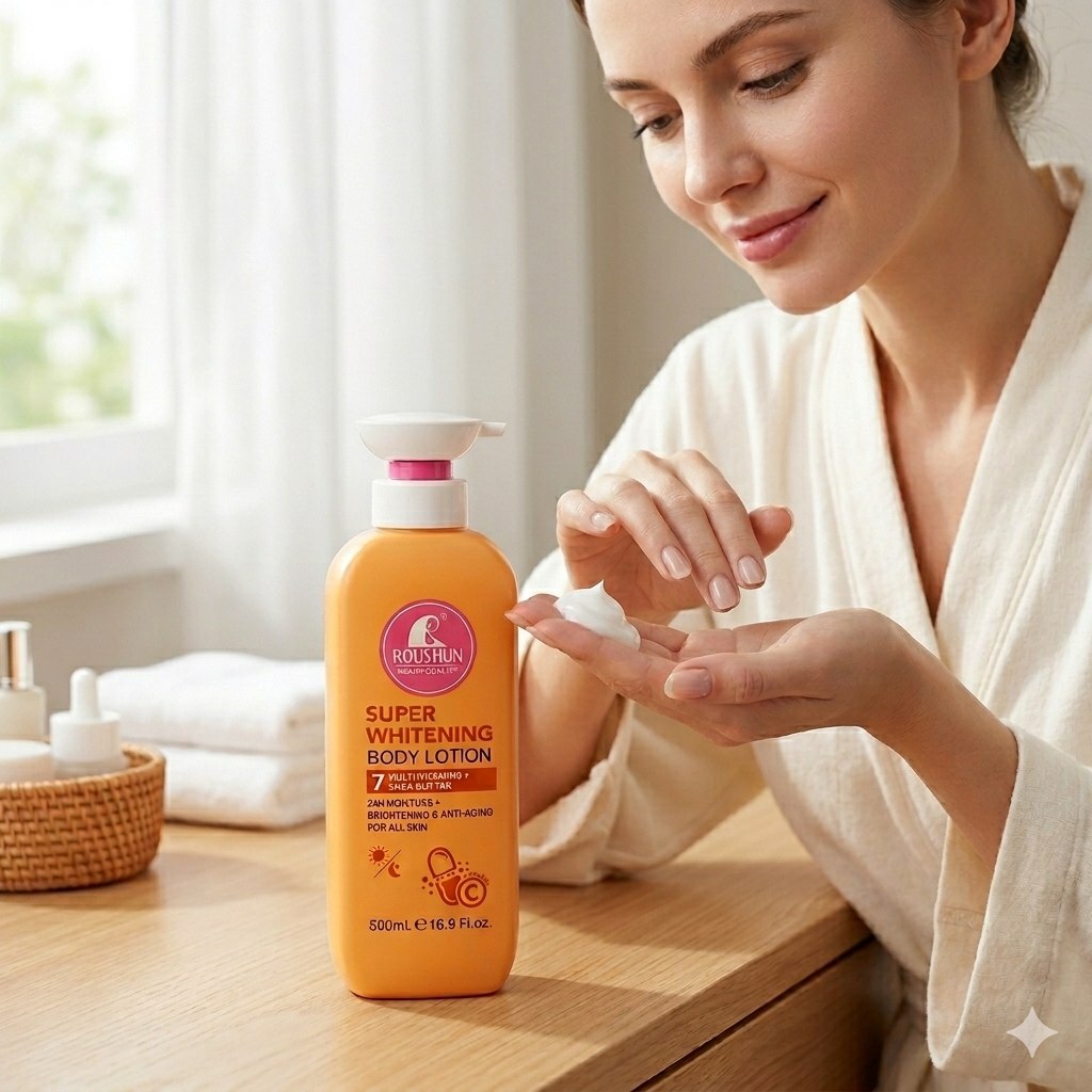 CREMA CORPORAL NUTRITIVA Y ACLARANTE CON MANTECA DE KARITE ROUSHUN 500ML