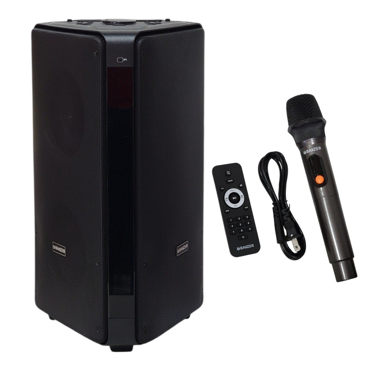 PARLANTE ALTAVOZ INALÁMBRICO DUAL CON MICROFONO Y CONTROL REMOTO MODELO BK-G4801 BAKZER 71CM