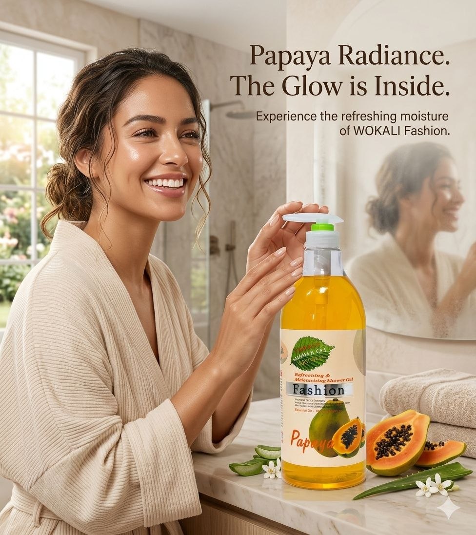 GEL DE DUCHA NUTRITIVO Y ACTIVADOR CON ESENCIA DE PAPAYA NATURAL FRUIT OF THE WOKALI 1300ML