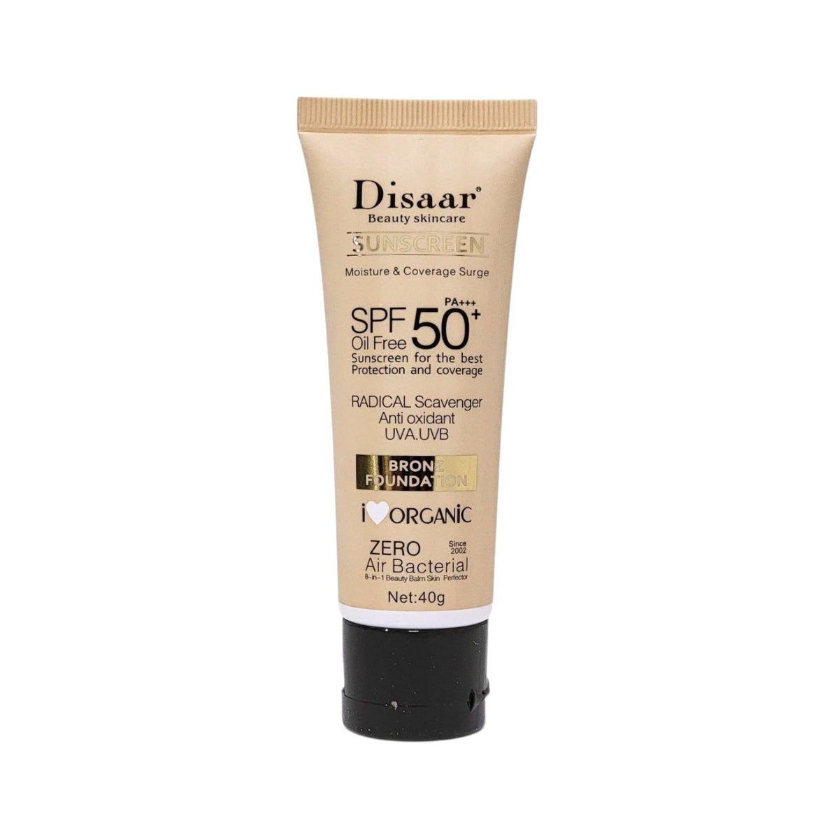 PROTECTOR SOLAR EN CREMA CON COLOR Y TRATAMIENTO ANTIEDAD SPF 50 DISAAR 40G