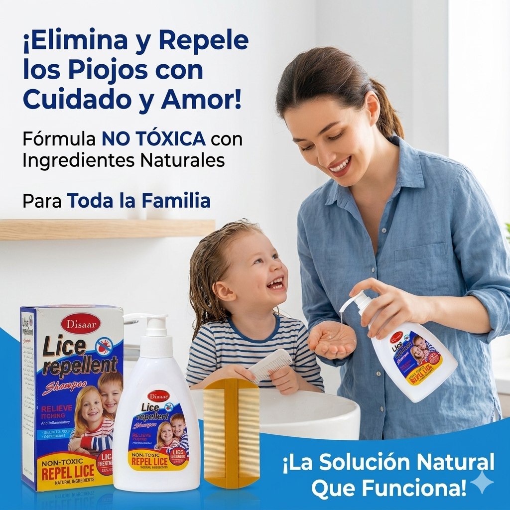 SHAMPOO REPELENTE Y TRATAMIENTO CONTRA PIOJOS CON MENTA Y ACIDO SALICILICO DISAAR 300ML