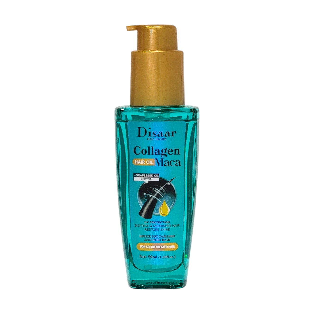 ACEITE PARA EL CABELLO REPARADOR Y PROTECTOR CON COLAGENO Y MACA DISAAR 50ML