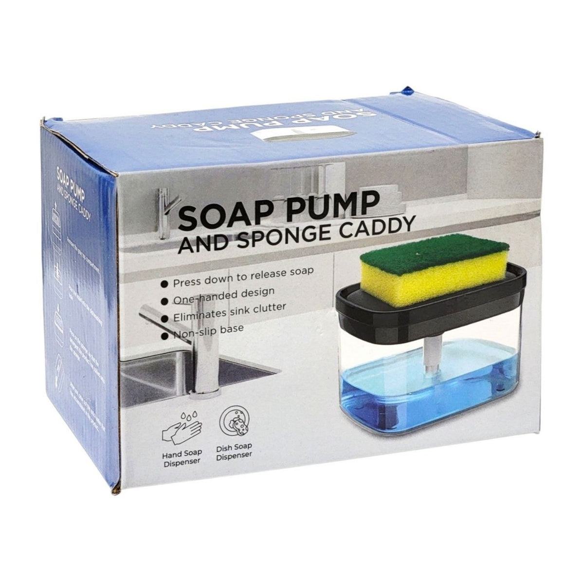 DISPENSADOR DE JABON LIQUIDO Y PORTA ESPONJA 385ML