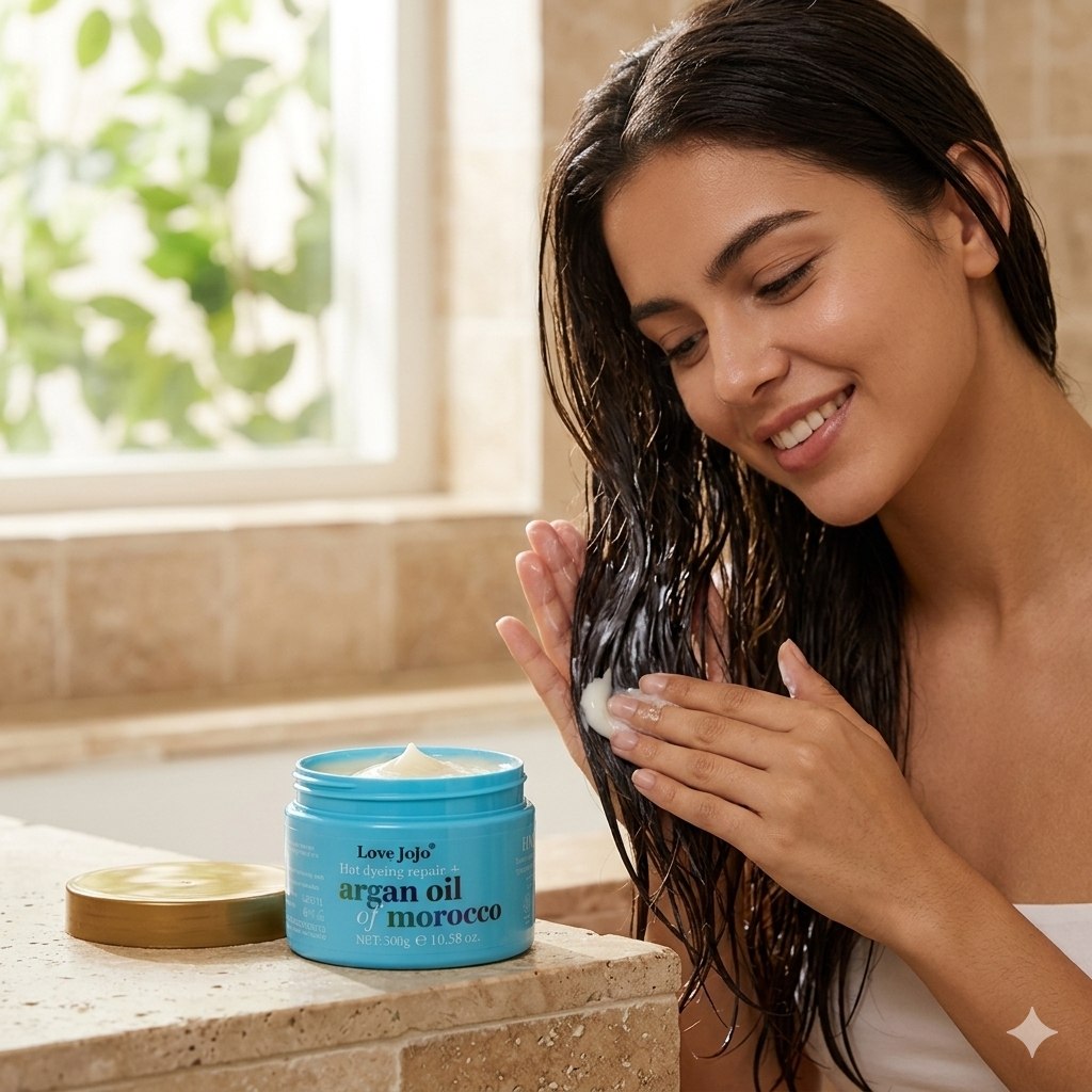 MASCARILLA PARA EL CABELLO DE REPARACION TERMICA Y QUIMICA CON ACEITE DE ARGAN LOVE JOJO 300G