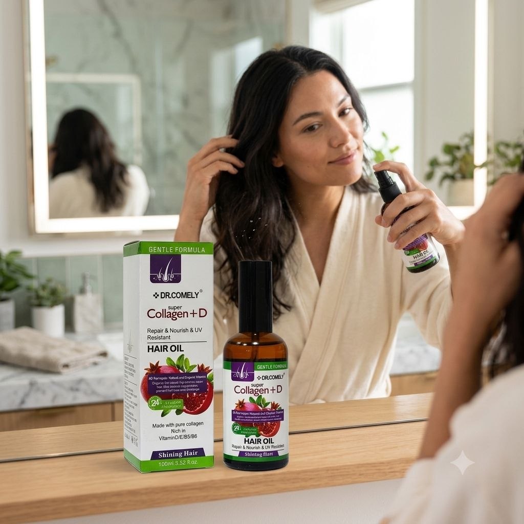 ACEITE PARA EL CABELLO DE SUPER COLAGENO Y VITAMINA D ANTICAIDA Y REPARADOR DR. COMELY 100ML