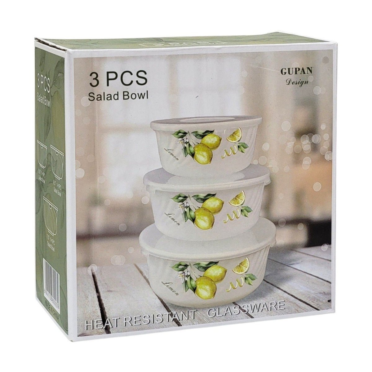 SET DE TAZONES ENSALADERAS DE CRISTAL MULTIFIFUNCIONALES RESISTENTES 3PCS GUPAN DESIGN