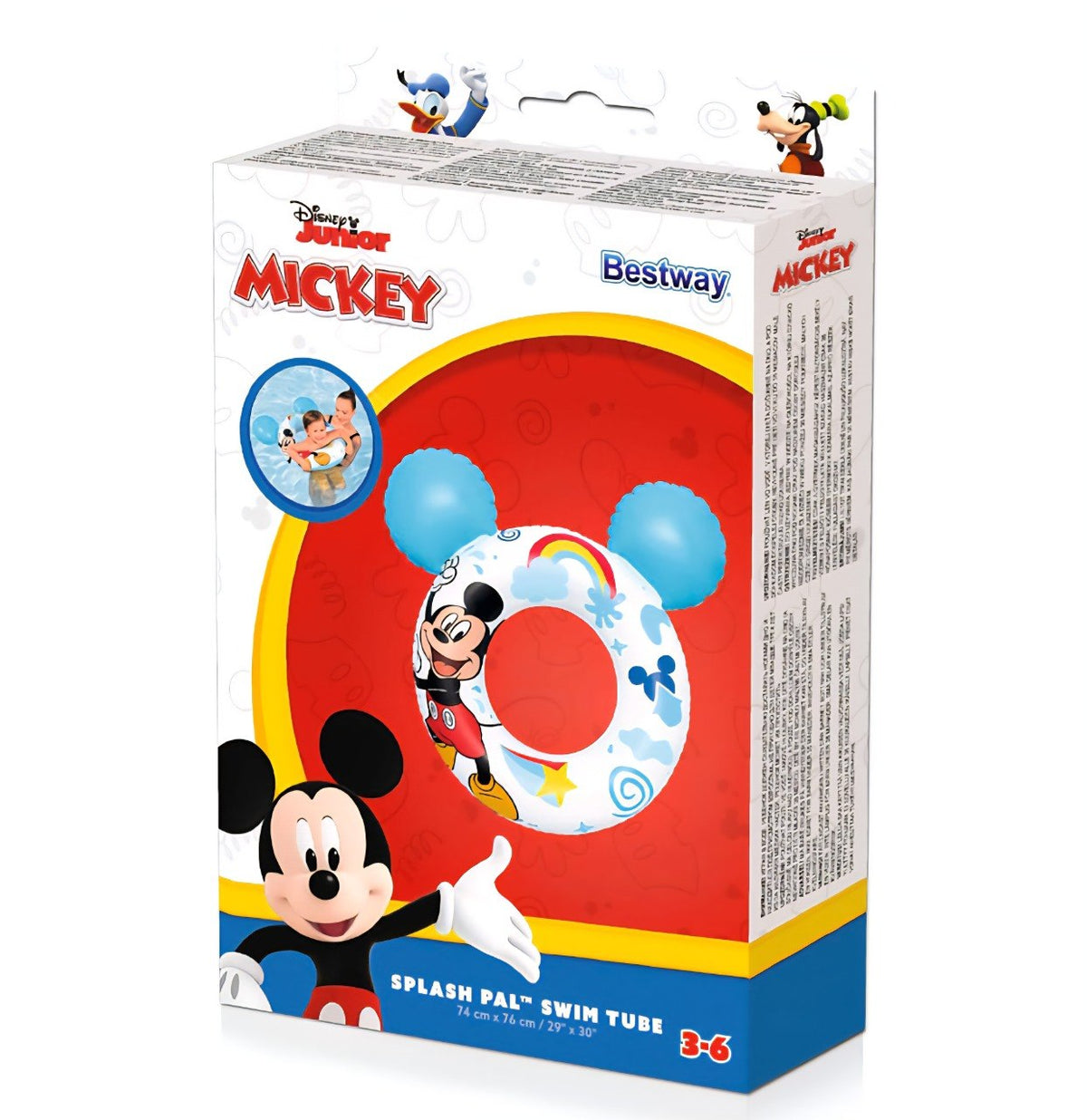 FLOTADOR INFLABLE TIPO SALVAVIDAS DE PLASTICO DE MICKEY MOUSE DISNEY BESTWAY 74X76CM