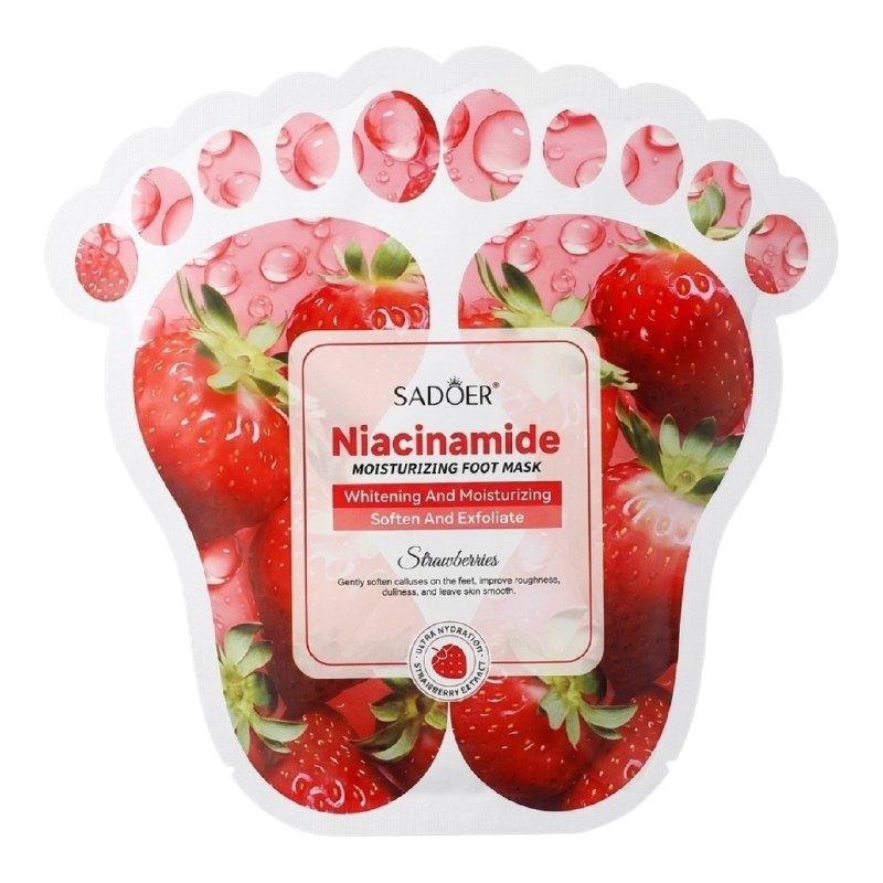 MASCARILLA PARA PIES HIDRATANTE DE NIACINAMIDA CON ESENCIA DE FRESAS SADOER 40ML