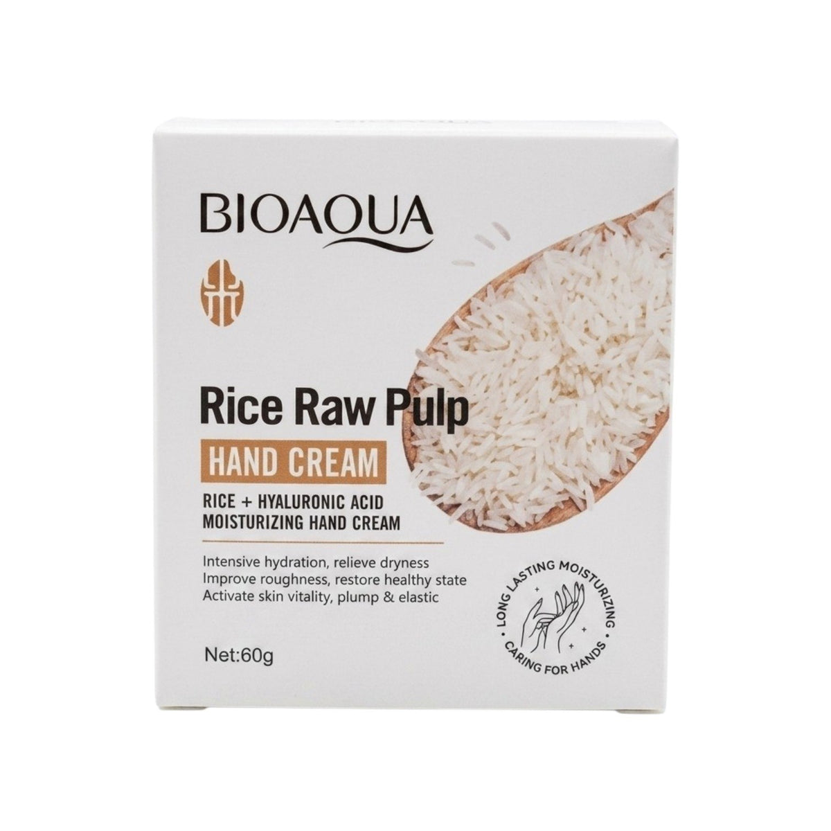 CREMA PARA MANOS HIDRATANTE Y SUAVIZANTE DE EXTRACTO DE PULPA CRUDA DE ARROZ BIOAQUA 60G