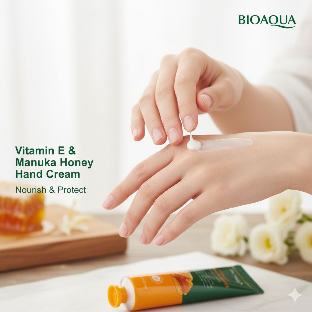 CREMA PARA MANOS HIDRATANTE CON VITAMINA E MANUKA Y MIEL BIOAQUA 30G