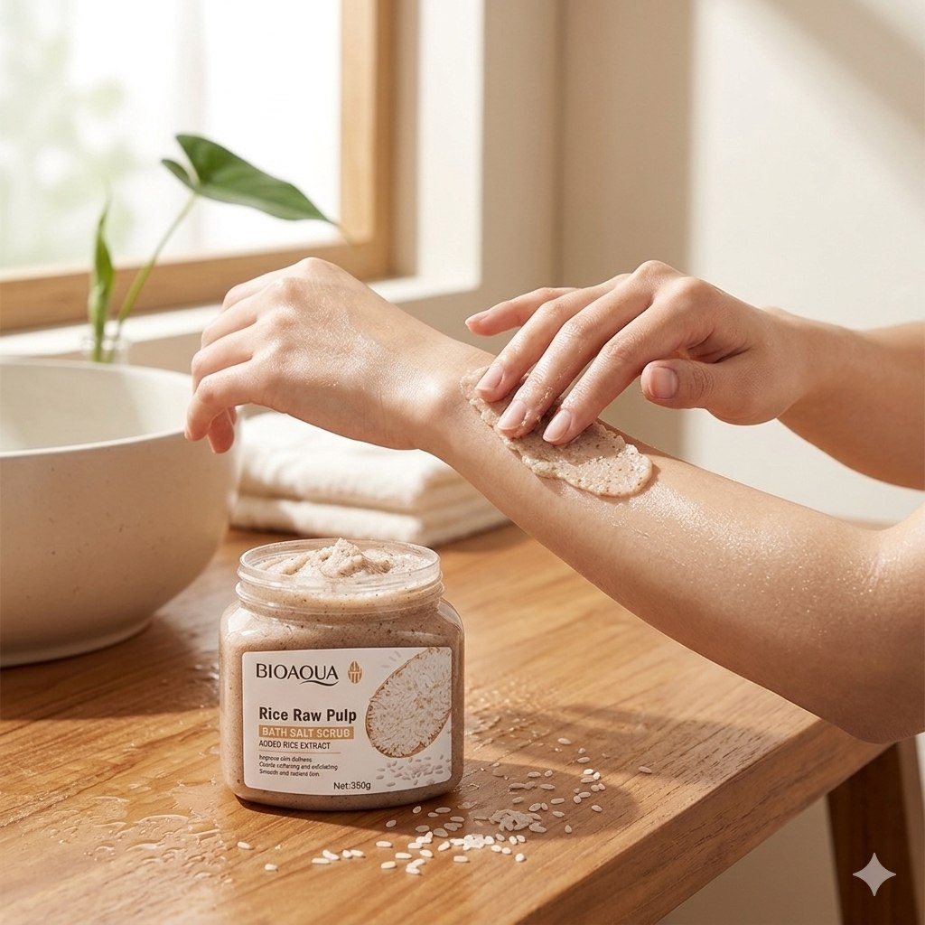 EXFOLIANTE CORPORAL SUAVE CON EXTRACTO DE PULPA CRUDA DE ARROZ BIOAQUA 350G
